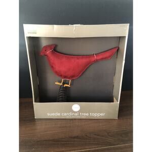 Martha Stewart Christmas Tree Topper Cardinal Suede Red 2006 13.5"x14" NEW Vtg